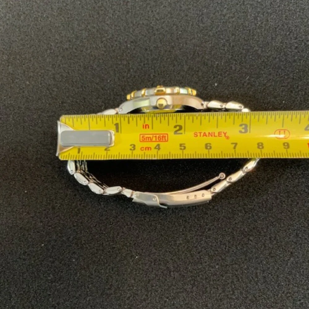 WALLACE MUROYA | Silver & Gold tone linked strap watch EUC-NEW battery